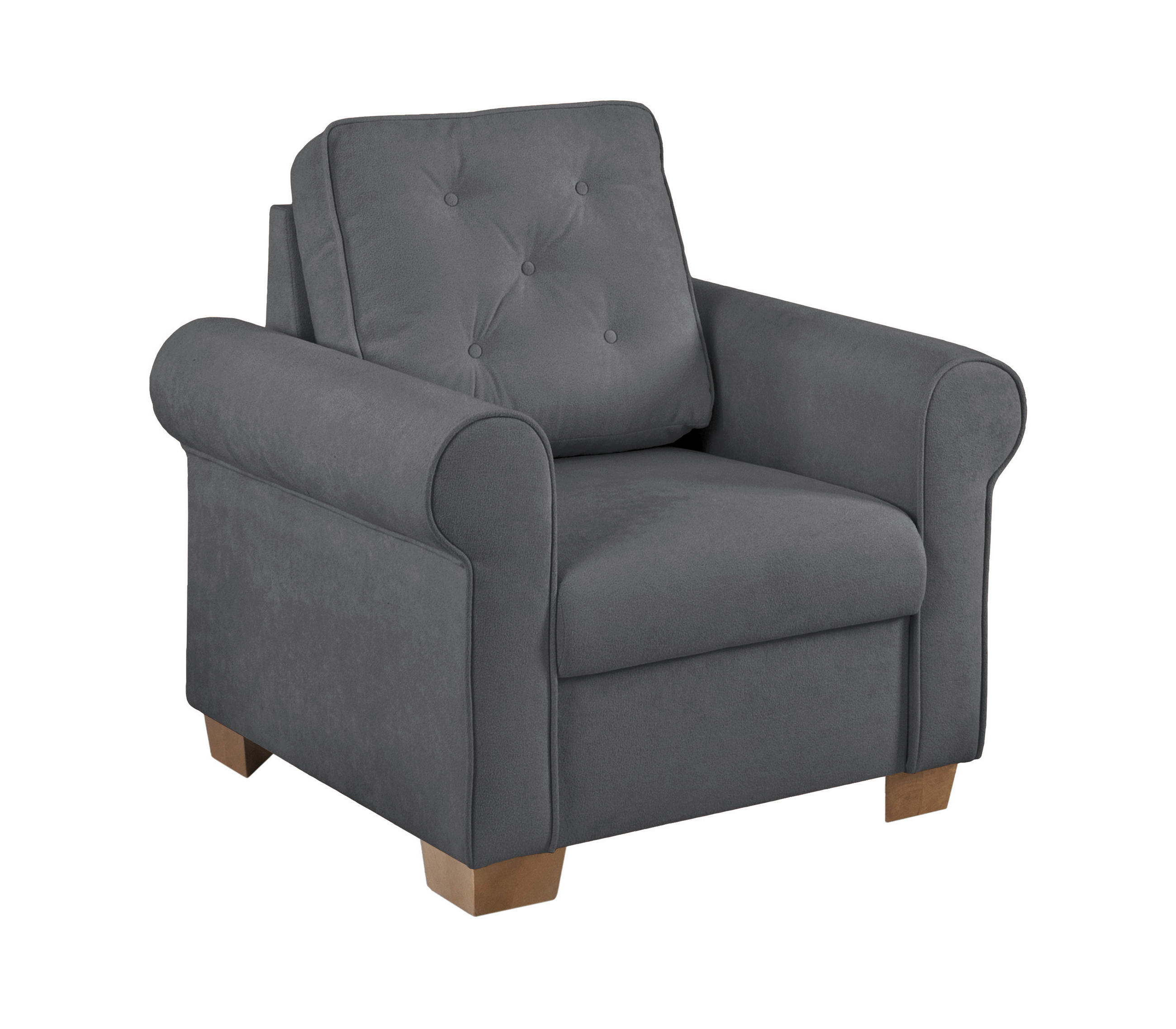 SESSEL in Dunkelgrau  - Dunkelgrau/Buchefarben, Design, Holz/Textil (93/89/82cm) - MID.YOU