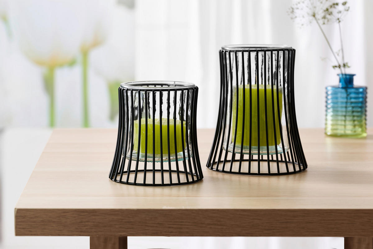 WINDLICHT Klar, Schwarz  - Klar/Schwarz, Basics, Glas/Metall (14,5/14,5/17cm) - Ritzenhoff Breker