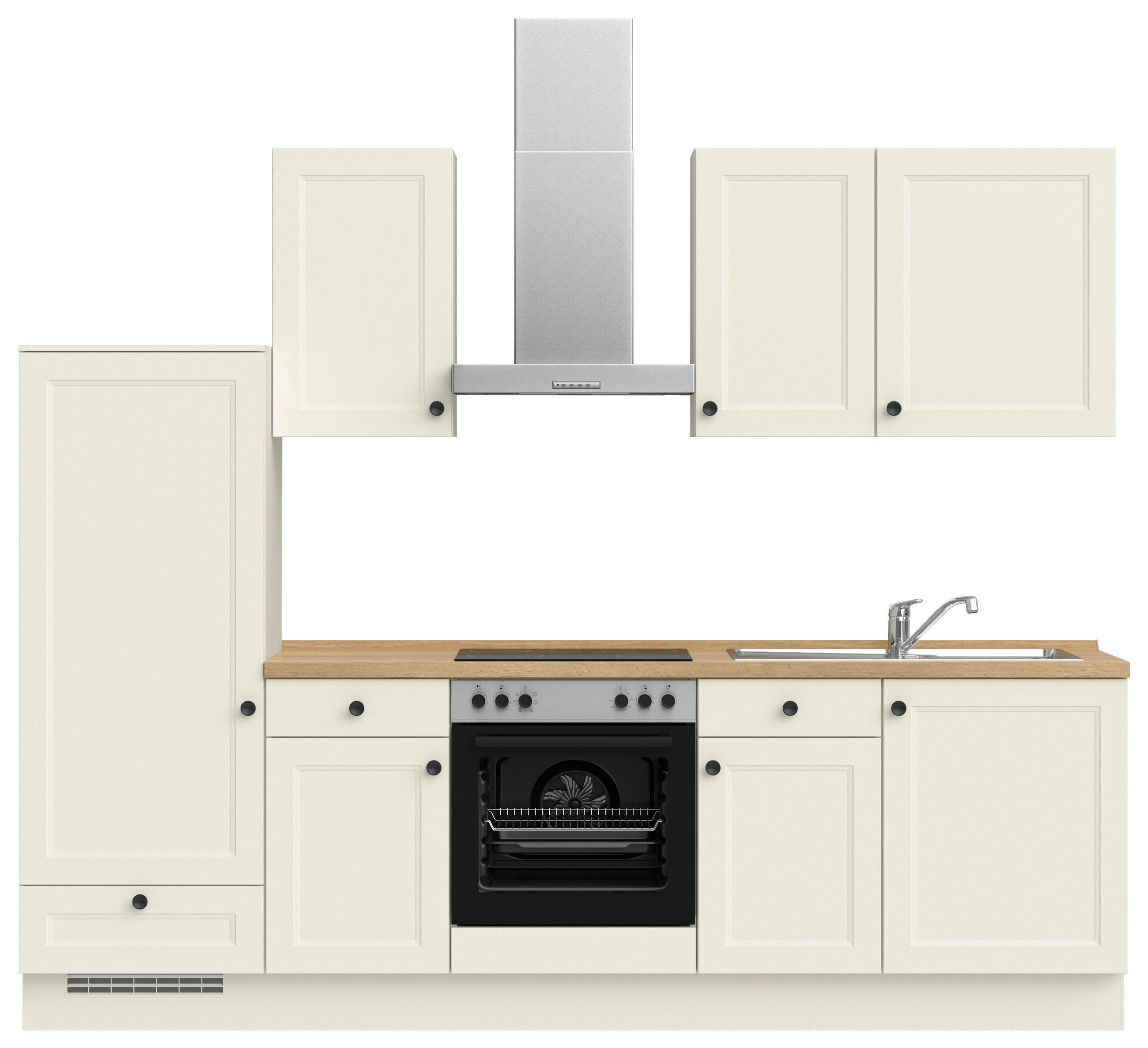 KÜCHENLEERBLOCK 270 cm   in Weiß, Eichefarben  - Eichefarben/Schwarz, MODERN, Holzwerkstoff/Metall (270cm) - Nobilia