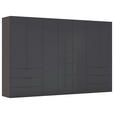 DREHTÜRENSCHRANK 350/235/61 cm,  in Graphitfarben, 7-türig  - Graphitfarben, Basics, Glas/Holzwerkstoff (350/235/61cm) - Novel