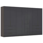 DREHTÜRENSCHRANK 350/223/61 cm,  in Graphitfarben, 7-türig  - Graphitfarben, Basics, Glas/Holzwerkstoff (350/223/61cm) - Novel