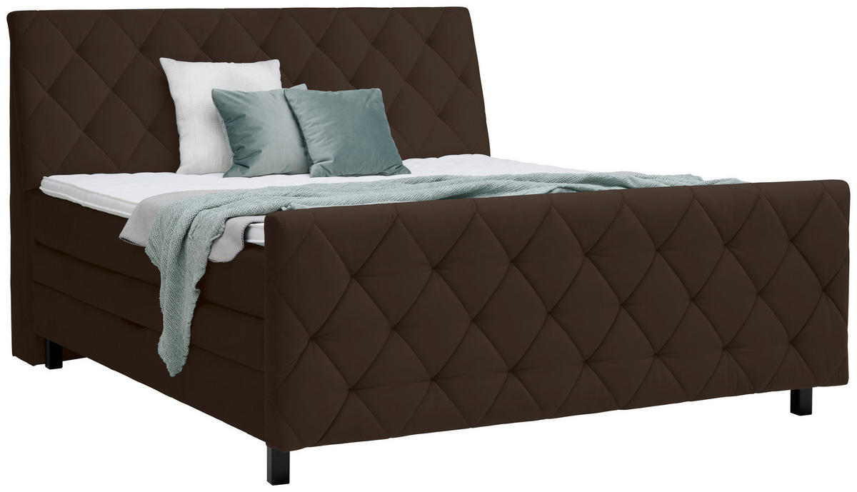 BOXSPRINGBETT 180/200 cm  in Dunkelbraun  - Dunkelbraun/Schwarz, KONVENTIONELL, Holz/Textil (180/200cm) - Ti'me