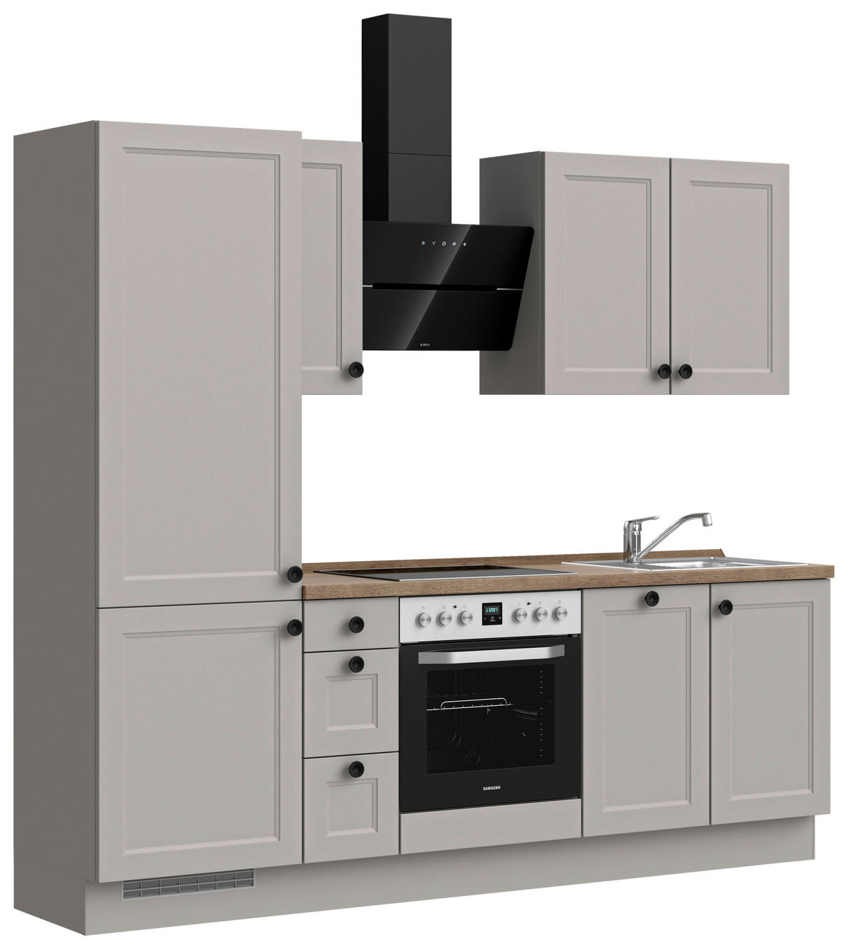 KÜCHENLEERBLOCK 240 cm   in Grau, Eiche dunkel  - Eiche dunkel/Schwarz, MODERN, Holzwerkstoff/Metall (240cm) - Nobilia