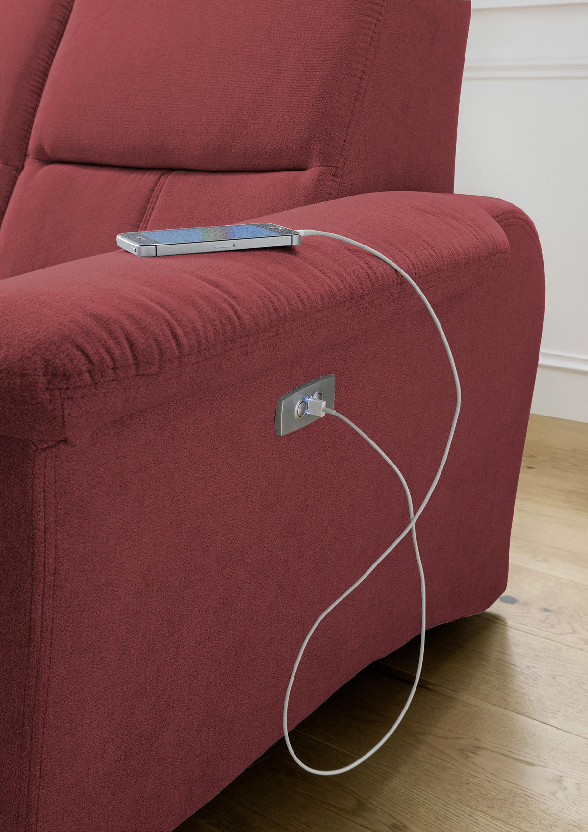 ECKSOFA Rot Mikrofaser  - Chromfarben/Rot, MODERN, Textil/Metall (165/231cm) - Livetastic