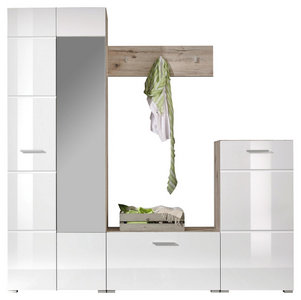Garderobe 4 Teilig In Weiss Eichefarben Shoppen