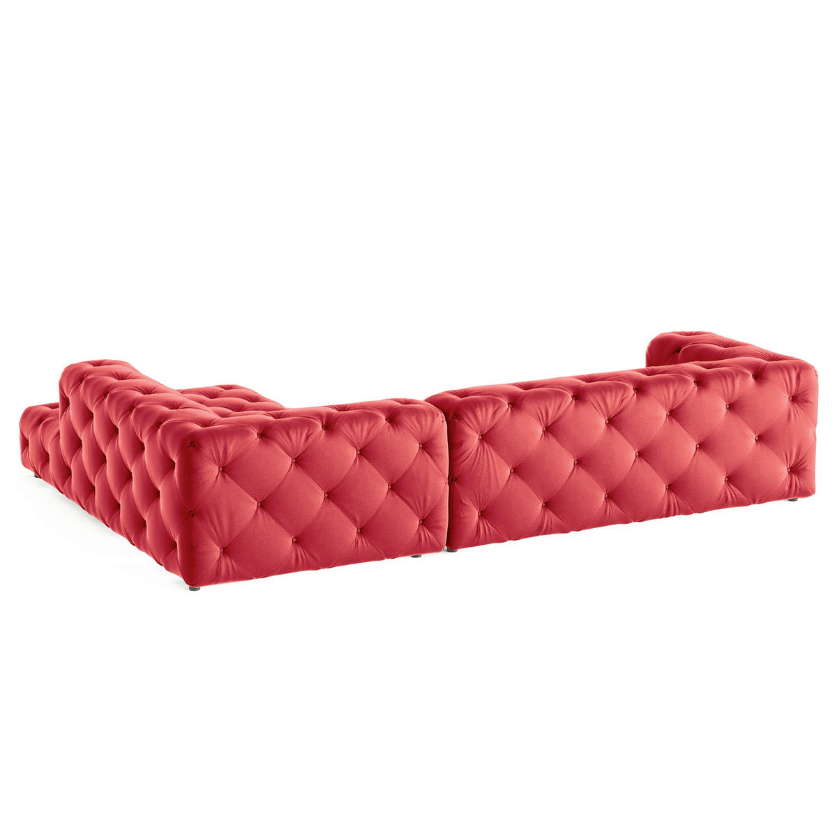 ECKSOFA Fresco Rot Samt  - Rot/Schwarz, Design, Kunststoff/Textil (325/228cm) - P & B