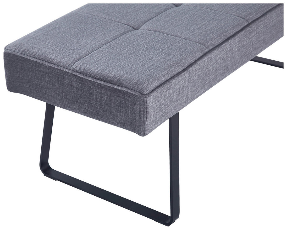 SITZBANK in Metall, Textil Grau  - Schwarz/Grau, KONVENTIONELL, Textil/Metall (140/49/47cm) - MID.YOU