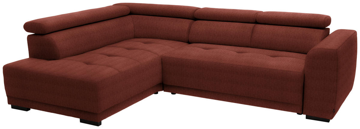 ECKSOFA in Chenille Rostfarben  205/284 cm  - Rostfarben/Schwarz, Design, Kunststoff/Textil (205/284cm) - Xora