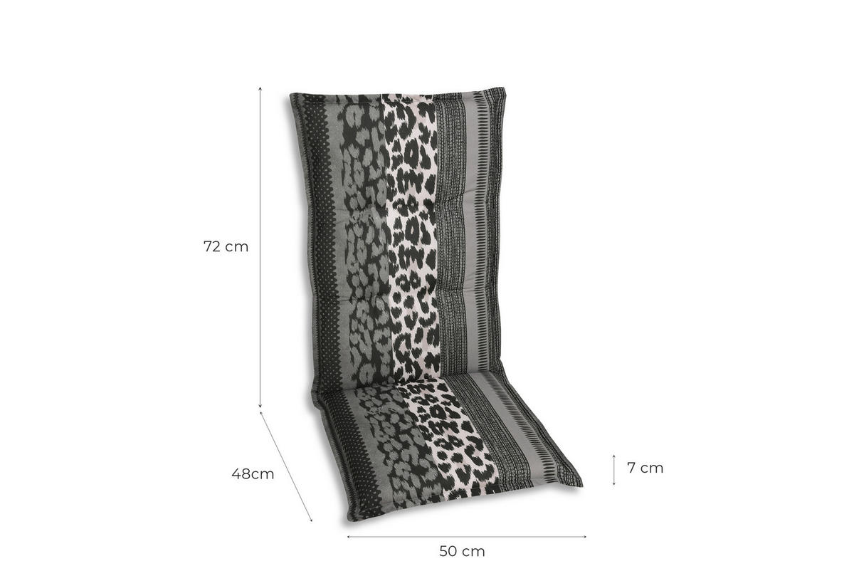 SESSELAUFLAGENSET in Anthrazit Animalprint  - Anthrazit, Basics, Textil (50/7/120cm)