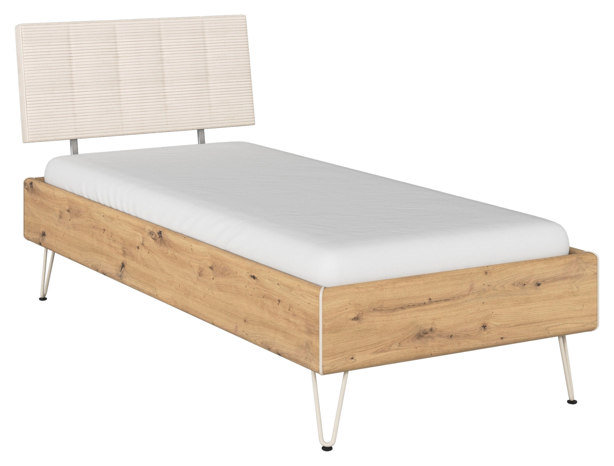 BETT 90/200 cm  in Eiche Artisan  - Champagner/Eiche Artisan, Design, Textil/Metall (90/200cm) - Carryhome