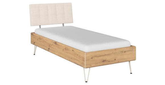 BETT 90/200 cm  in Eiche Artisan  - Champagner/Eiche Artisan, Design, Holzwerkstoff/Textil (90/200cm) - Carryhome