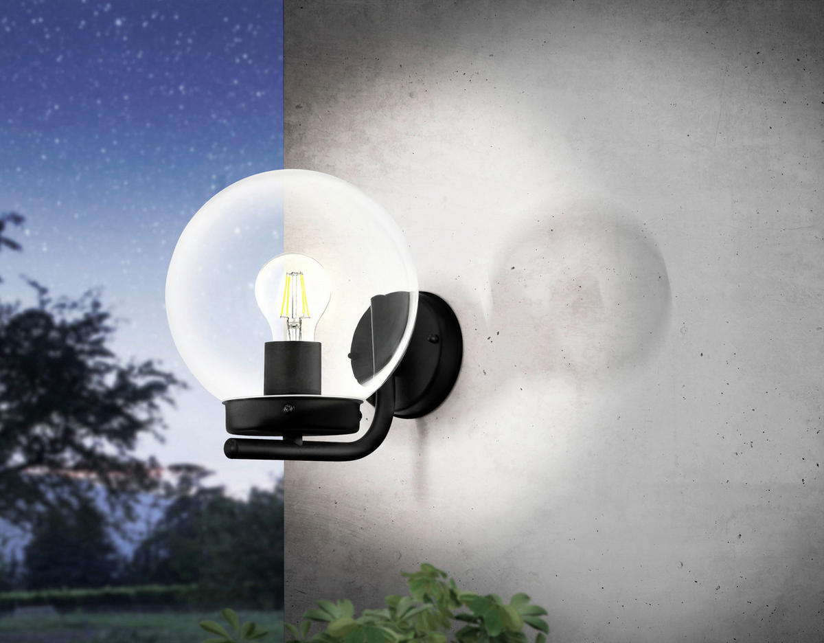 AUßENWANDLEUCHTE 20/23 cm  - Transparent/Schwarz, Design, Kunststoff/Metall (20/23cm) - Eglo