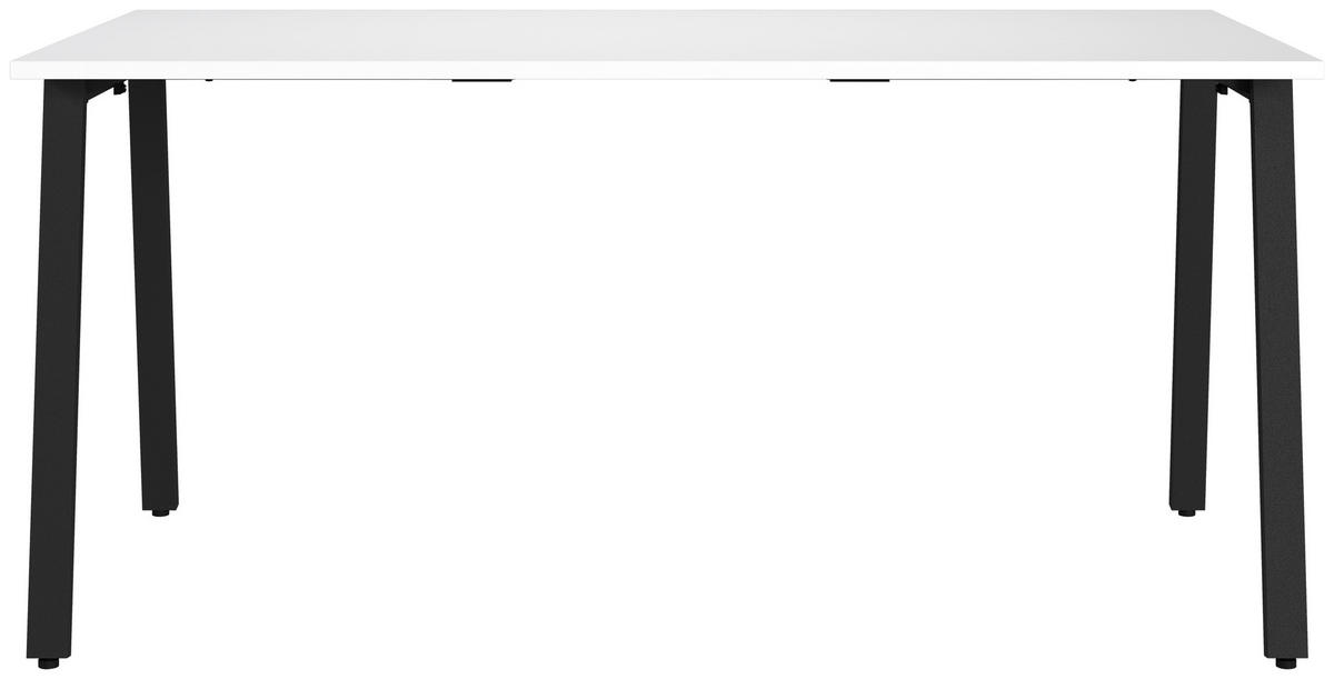 SCHREIBTISCH 160/80/75 cm  in Schwarz, Weiß  - Schwarz/Weiß, MODERN, Holzwerkstoff/Metall (160/80/75cm) - Novel