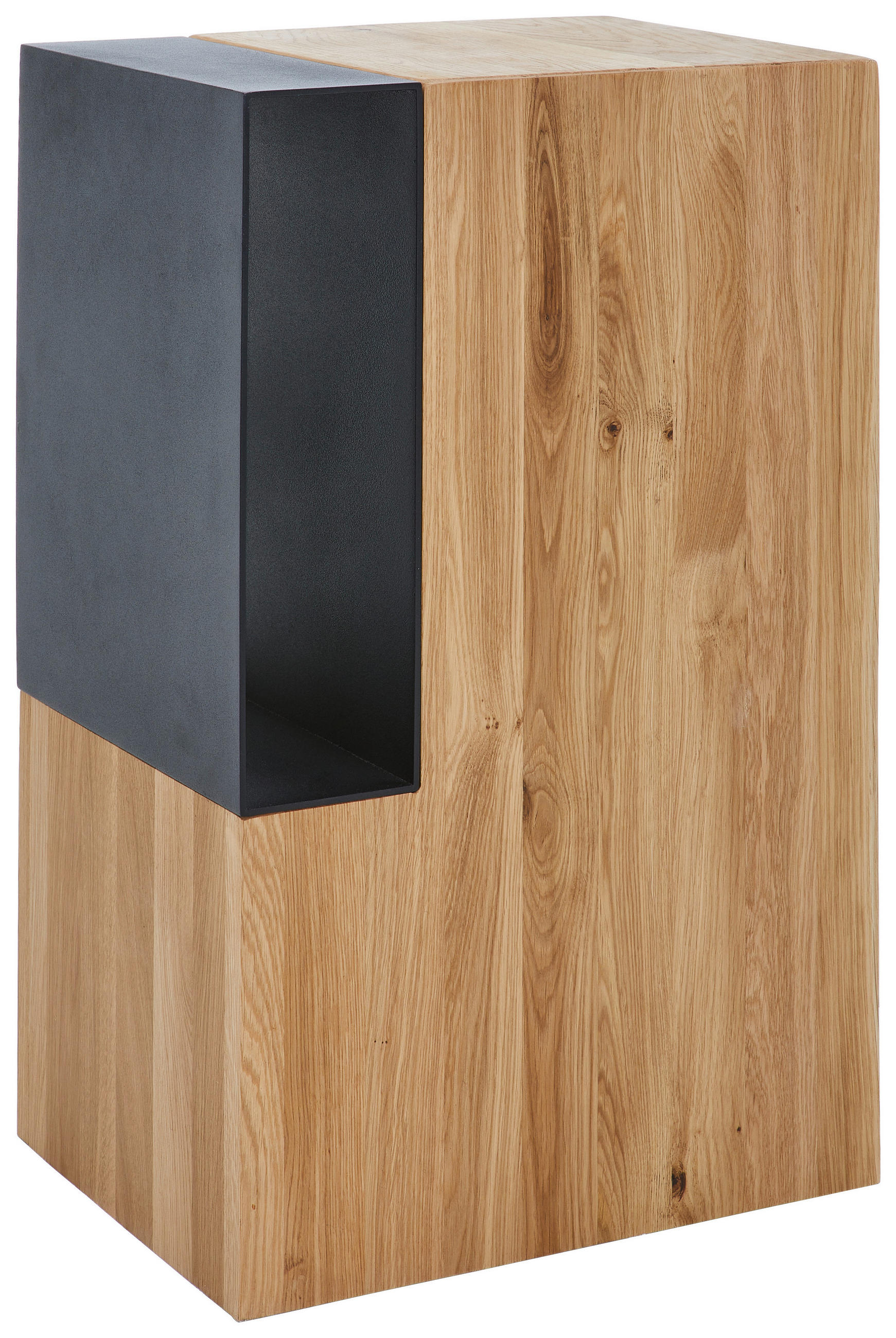 BEISTELLTISCH 38/28/60 cm Eiche massiv Schwarz, Eichefarben rechteckig  - Eichefarben/Schwarz, Natur, Holz/Metall (38/28/60cm) - Valnatura