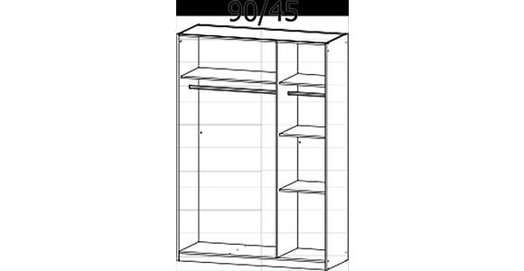 DREHTÜRENSCHRANK in Eichefarben, Hellgrau - Chromfarben/Eichefarben, Design, Holzwerkstoff/Kunststoff (136/197/54cm) - Carryhome
