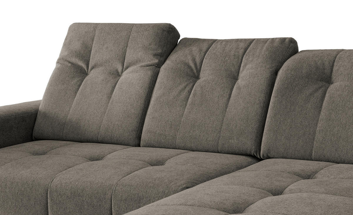 ECKSOFA in Chenille Graubraun  - Graubraun/Schwarz, Modern, Textil/Metall (258/180cm) - Livetastic