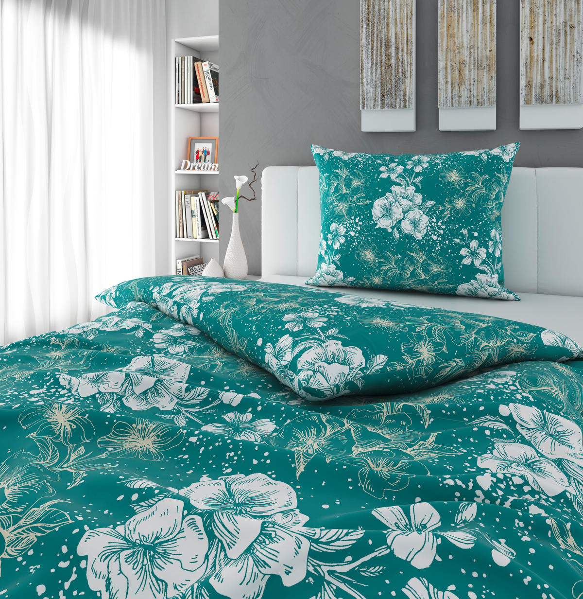 POSTEĽNÁ BIELIZEŇ, renforcé, zelená, 140/200 cm - zelená, Konventionell, textil (140/200cm) - Esposa