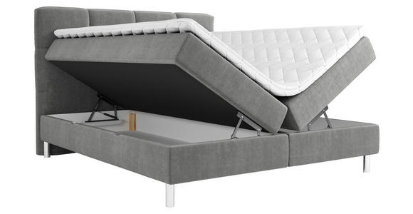 BOXBETT 180/200 cm in Grau - Chromfarben/Grau, Design, Holz/Holzwerkstoff (180/200cm) - Esposa