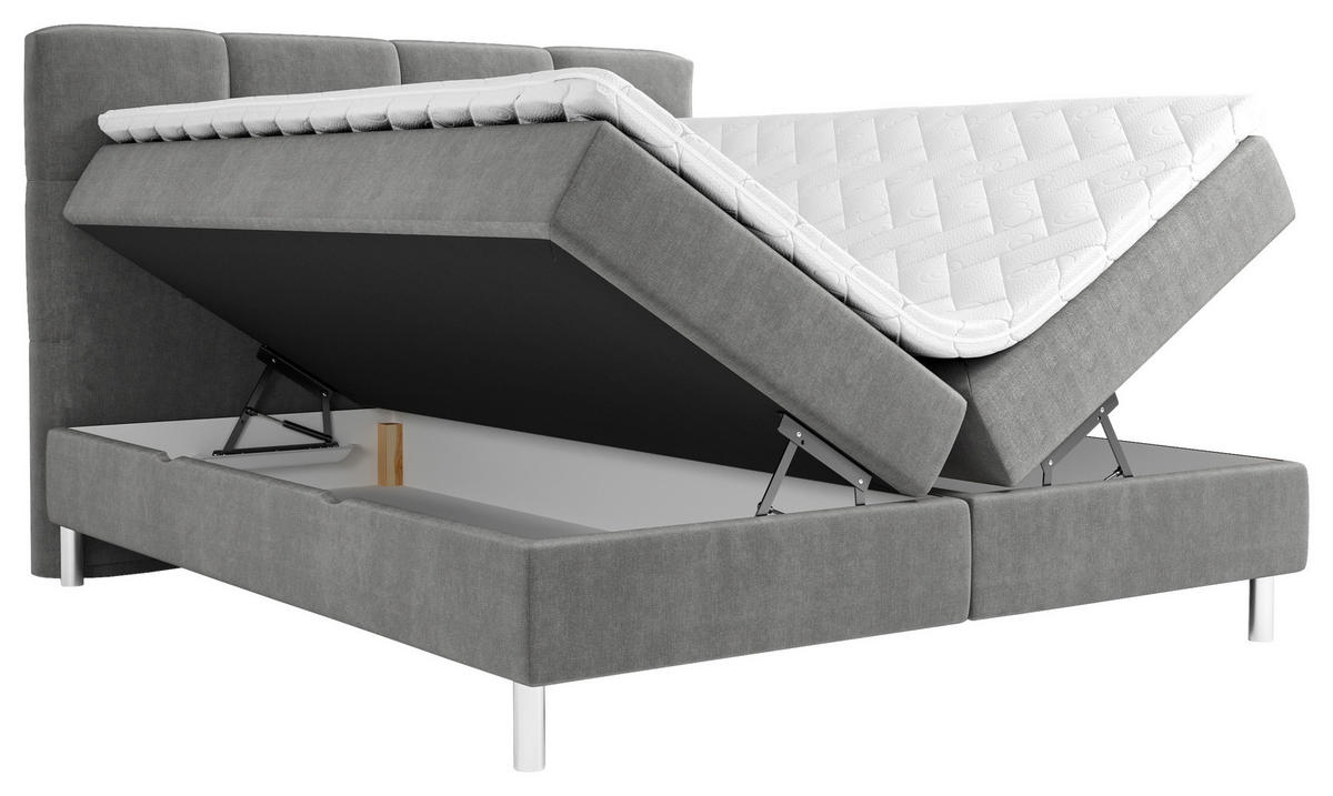 BOXBETT 160/200 cm  in Grau  - Chromfarben/Grau, Design, Holz/Holzwerkstoff (160/200cm) - Esposa