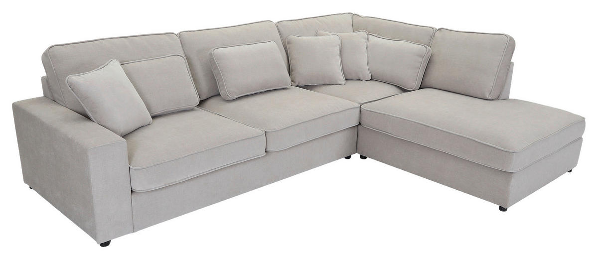 ECKSOFA Grau Flachgewebe Zierkissen, Rückenkissen, Rücken echt  - Schwarz/Grau, MODERN, Kunststoff/Textil (307/228cm) - Carryhome