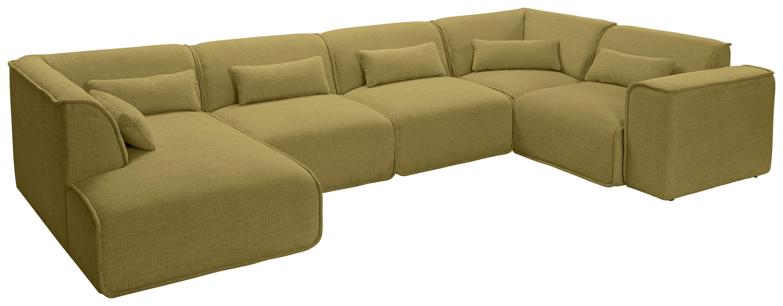 WOHNLANDSCHAFT LOMOCO MATEO Senfgelb Flachgewebe  - Senfgelb/Schwarz, Design, Kunststoff/Textil (165/368/211cm) - Lomoco