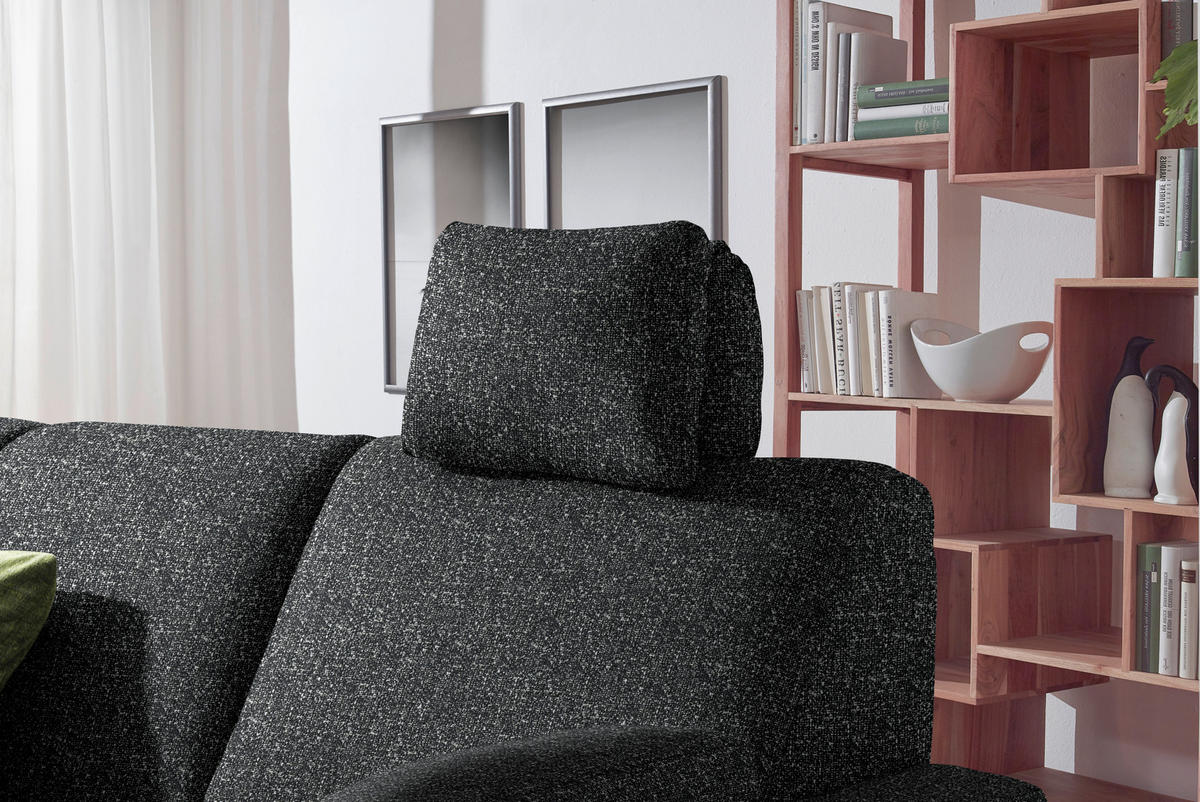 WOHNLANDSCHAFT  in Mikrovelours Anthrazit  - Anthrazit/Alufarben, KONVENTIONELL, Textil (237/323/158cm) - Sedda