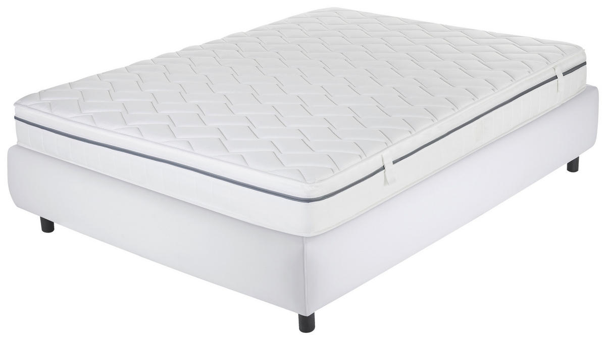 KALTSCHAUMMATRATZE 160/200 cm, Höhe ca.: 23 cm, H2 + H3 = mittel + fest, 7-Zonen - Weiß, Basics, Textil (160/200cm) - MID.YOU