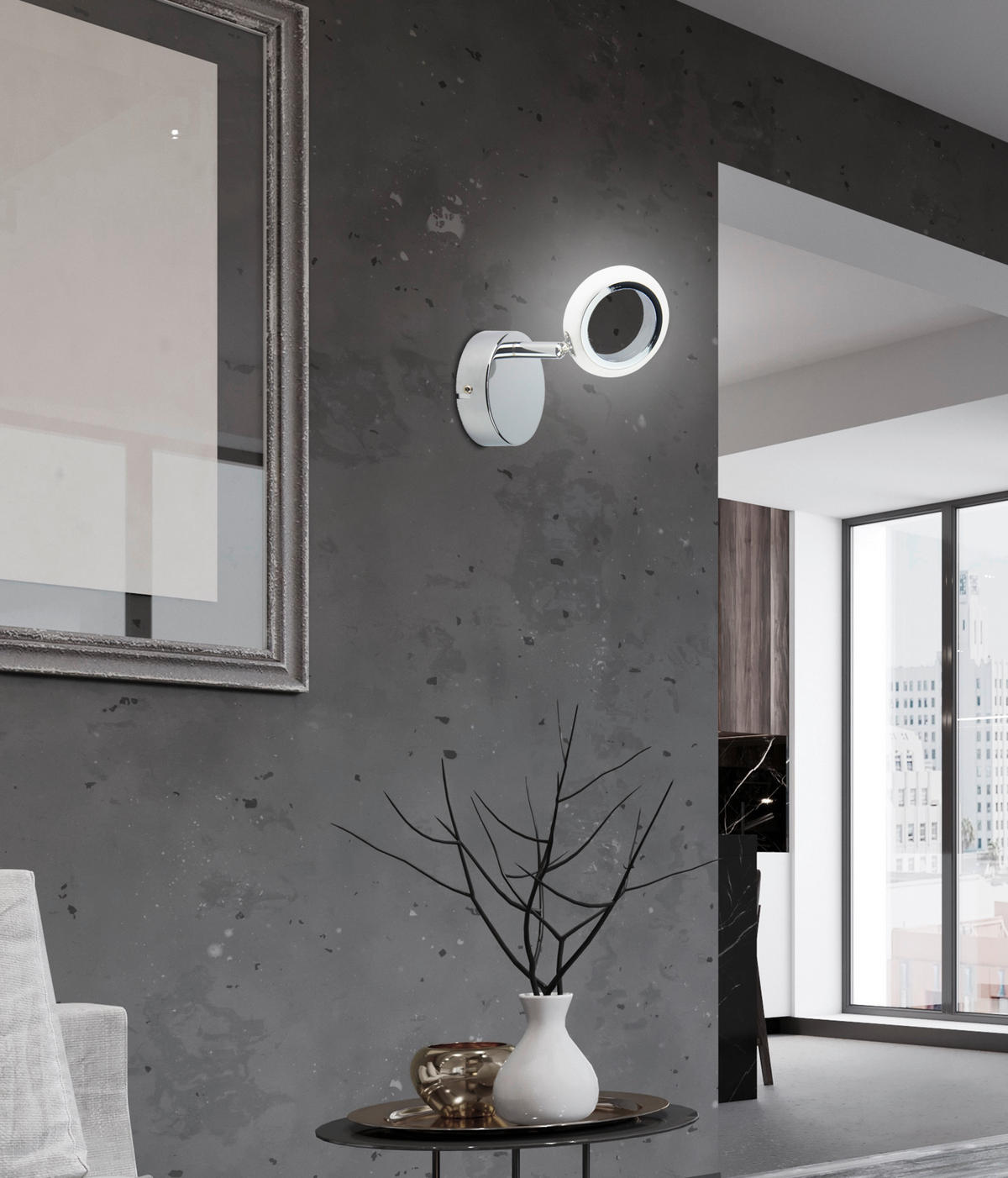 LED-TAKLAMPA Aurelion 14/9/15 cm  - kromfärg, Design, metall/plast (14/9/15cm)