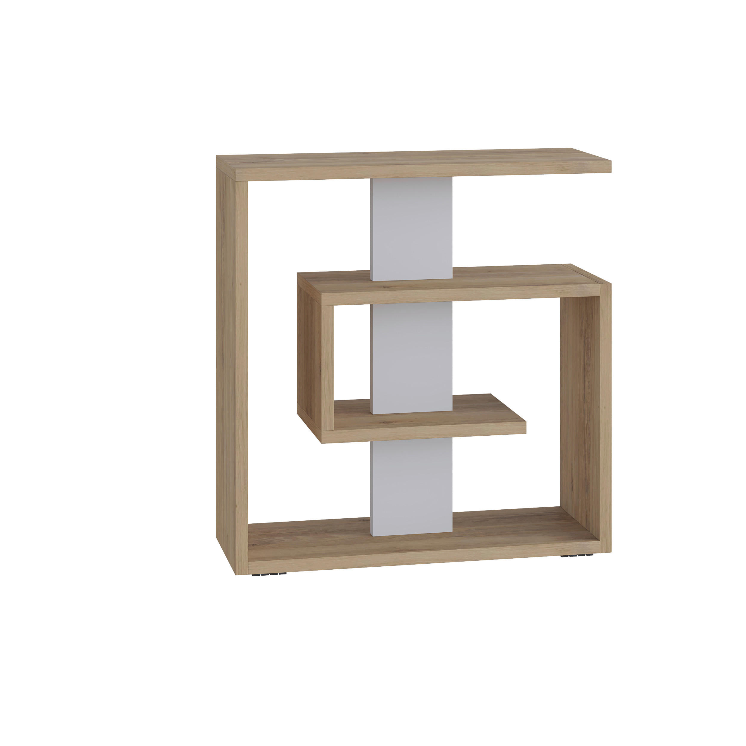 BEISTELLTISCH in Holzwerkstoff  - Weiss/Eichefarben, Design, Holzwerkstoff (55/57/20cm) - Livetastic