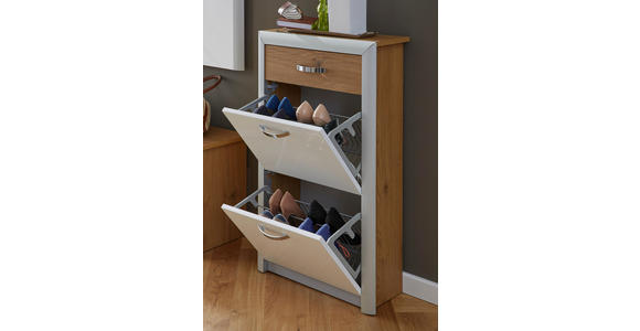 SCHUHSCHRANK 63/103/25 cm - Chromfarben/Eichefarben, Design, Holzwerkstoff/Metall (63/103/25cm) - Dieter Knoll