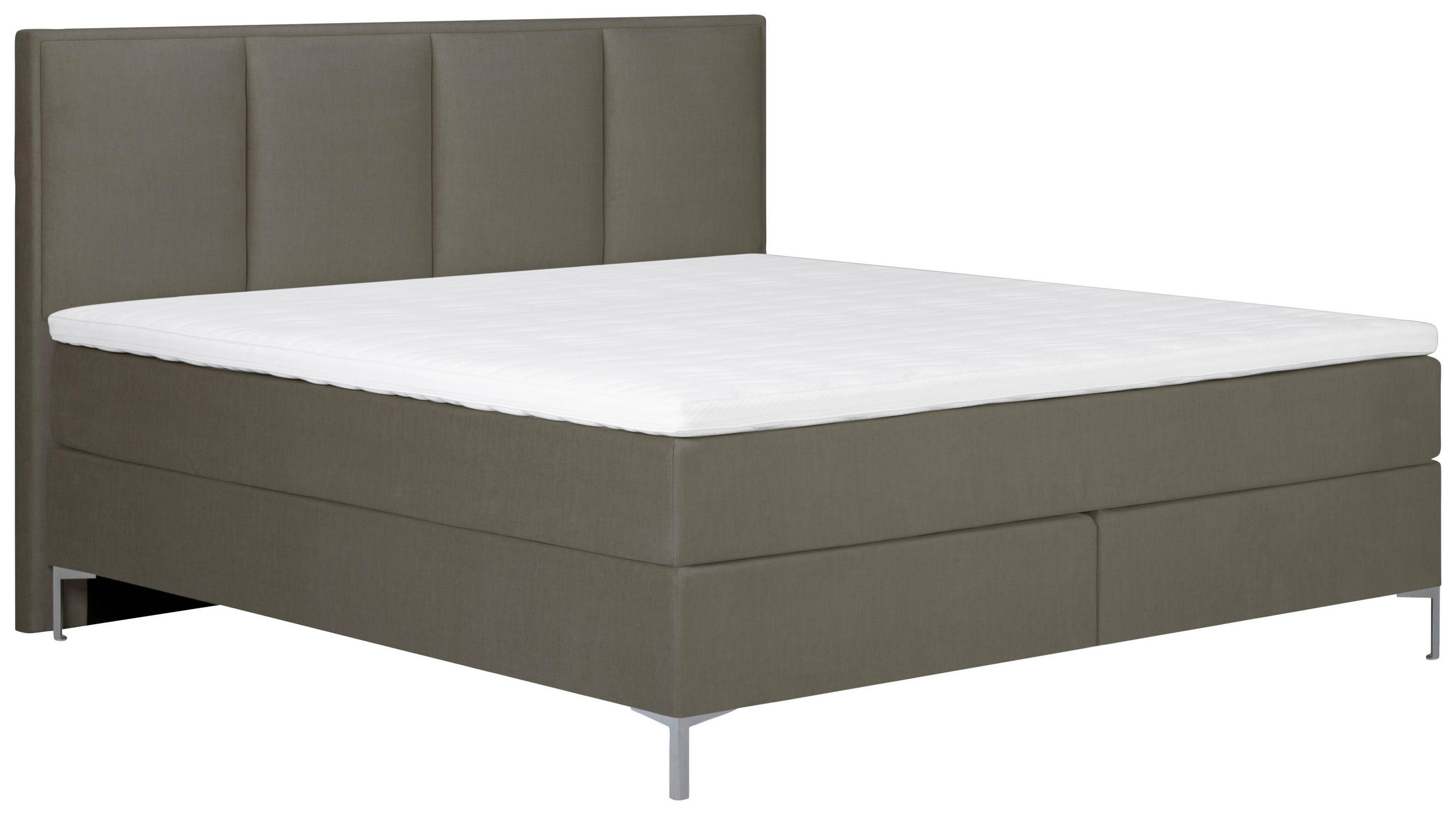 BOXSPRING-ÁGY 140/200 cm  barna  - barna/alumínium színű, Modern, textil (140/200cm) - MID.YOU