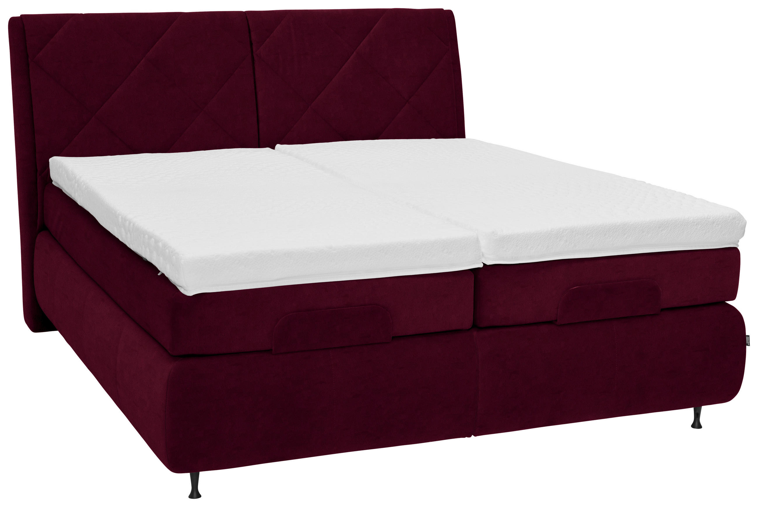 BOXSPRINGBETT 180/200 cm  in Bordeaux  - Bordeaux/Schwarz, KONVENTIONELL, Textil/Metall (180/200cm) - Dieter Knoll