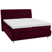 BOXSPRINGBETT 180/200 cm  in Bordeaux  - Bordeaux/Schwarz, Konventionell, Textil/Metall (180/200cm) - Dieter Knoll