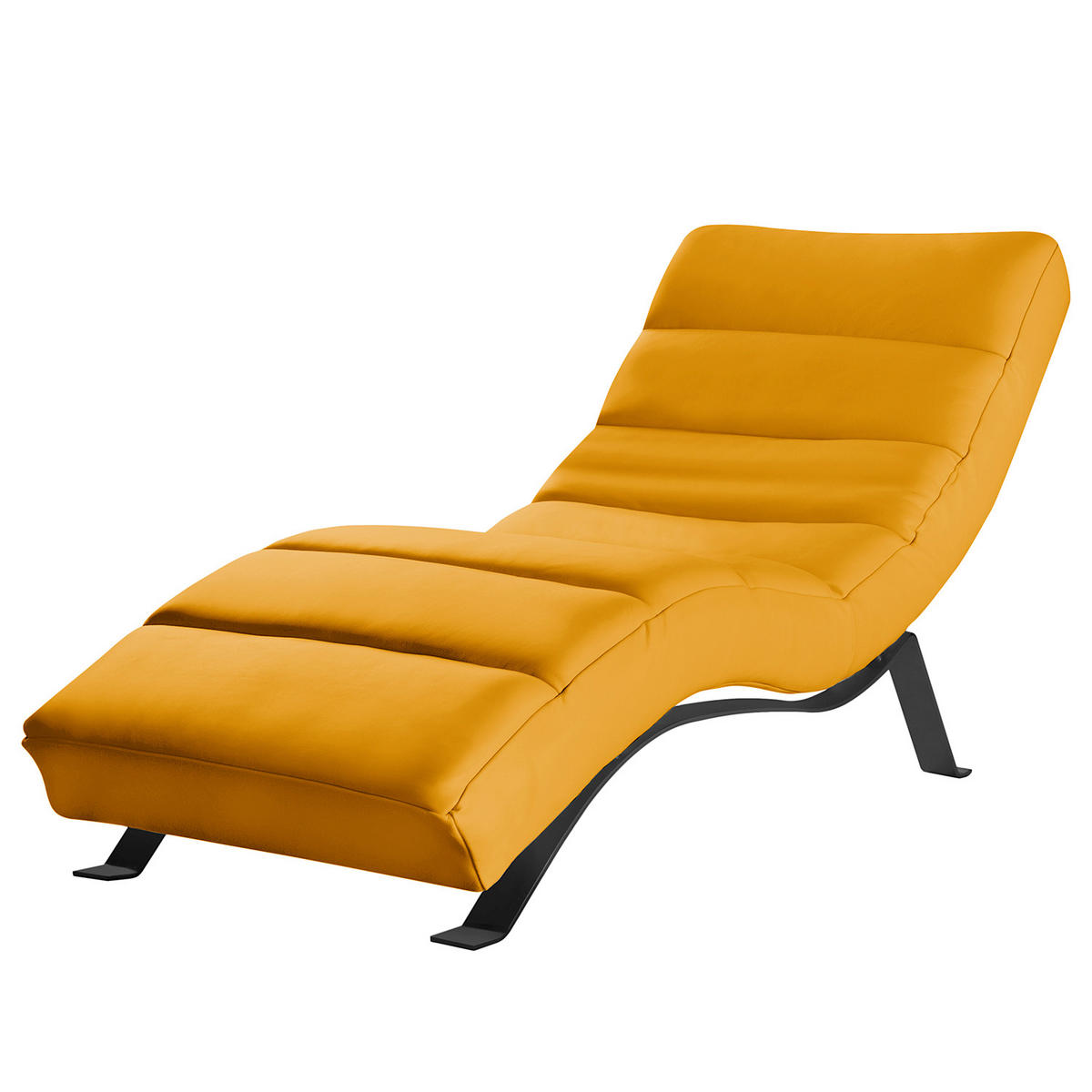 RELAXLIEGE Echtleder Currygelb  - Currygelb/Schwarz, Design, Leder/Metall (65/65-95/171cm) - Livetastic