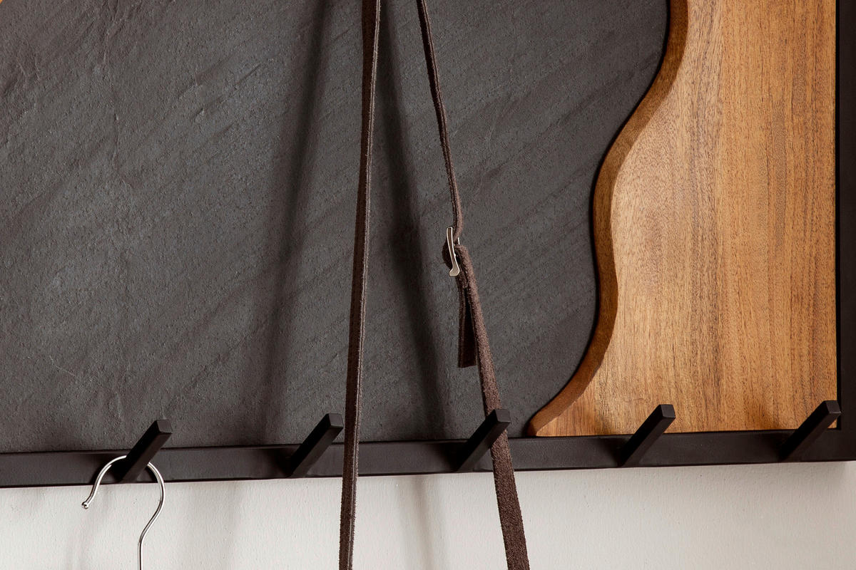 WANDGARDEROBE  in Mangoholz massiv Braun, Schwarz  - Schwarz/Braun, LIFESTYLE, Holz/Kunststoff (80/36/6cm) - MID.YOU