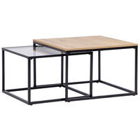 KONFERENČNÝ STOLÍK, čierna, farba duba, kov, sklo, kompozitné drevo, 70/60/45/40/70/60 cm - čierna/farba duba, Konventionell, kov/kompozitné drevo (70/60/45/40/70/60cm) - Boxxx