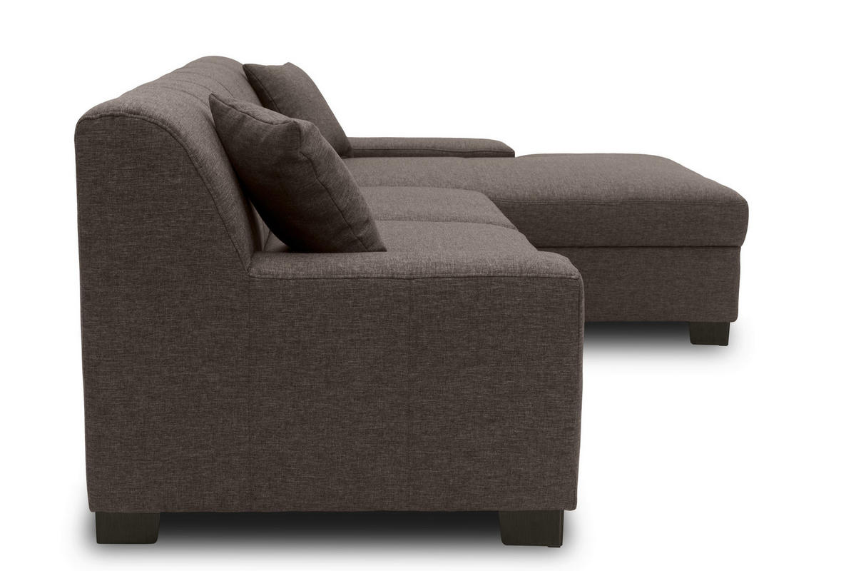 ECKSOFA Grau Webstoff  - Wengefarben/Grau, Design, Holz/Textil (268/153cm) - MID.YOU