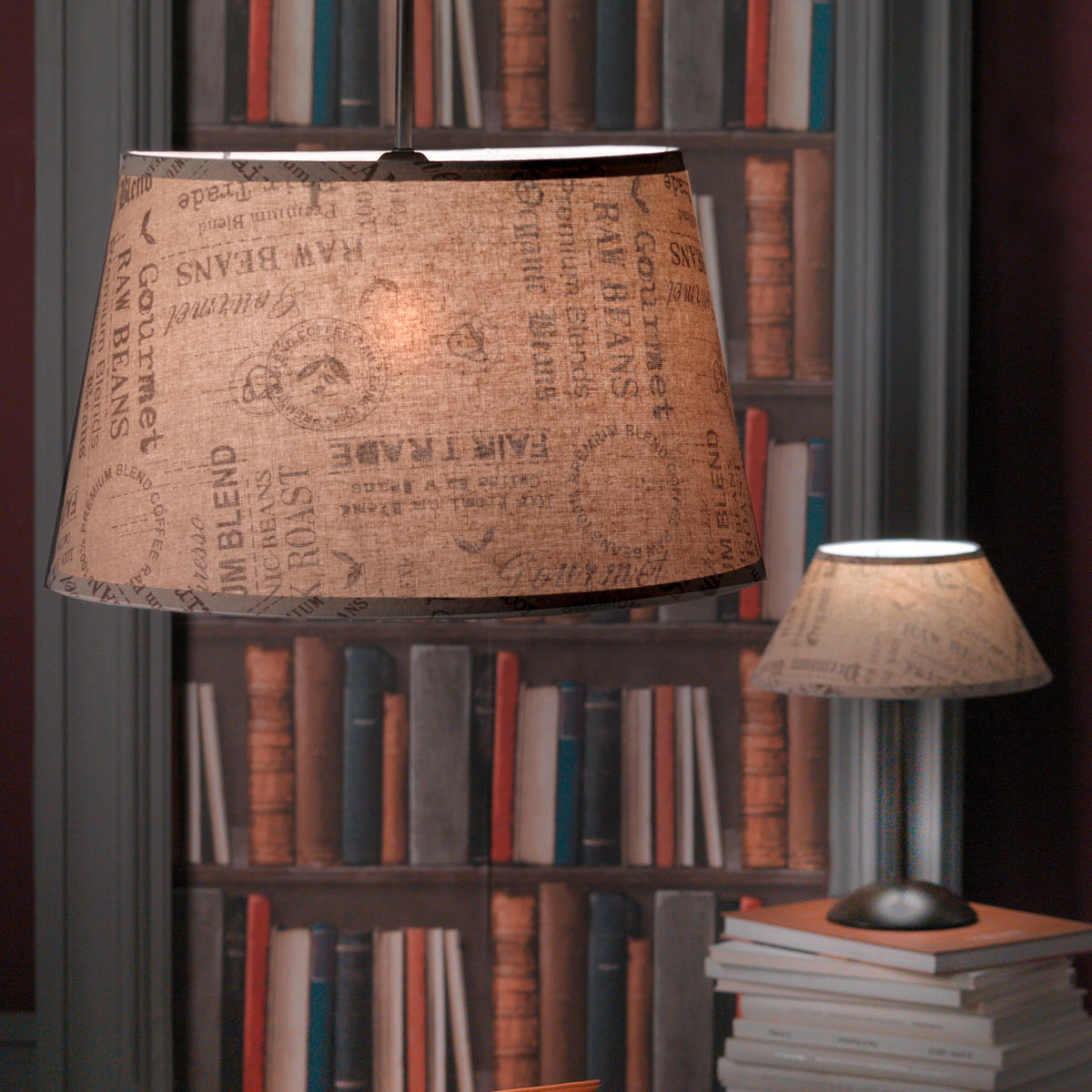 STOLNÍ LAMPA, E27, 30/30/40 cm - černá/koňaková, Basics, kov/textil (30/30/40cm)