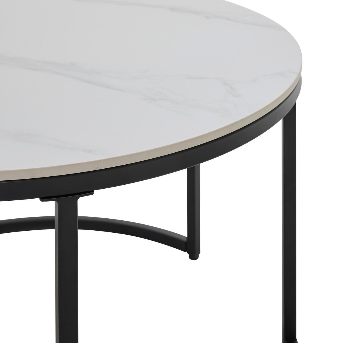 SADA KONFERENČNÍCH STOLKŮ, černá, bílá, kov, keramika, 80/60/46/40/80/60 cm - bílá/černá, Design, kov/keramika (80/60/46/40/80/60cm) - Livetastic