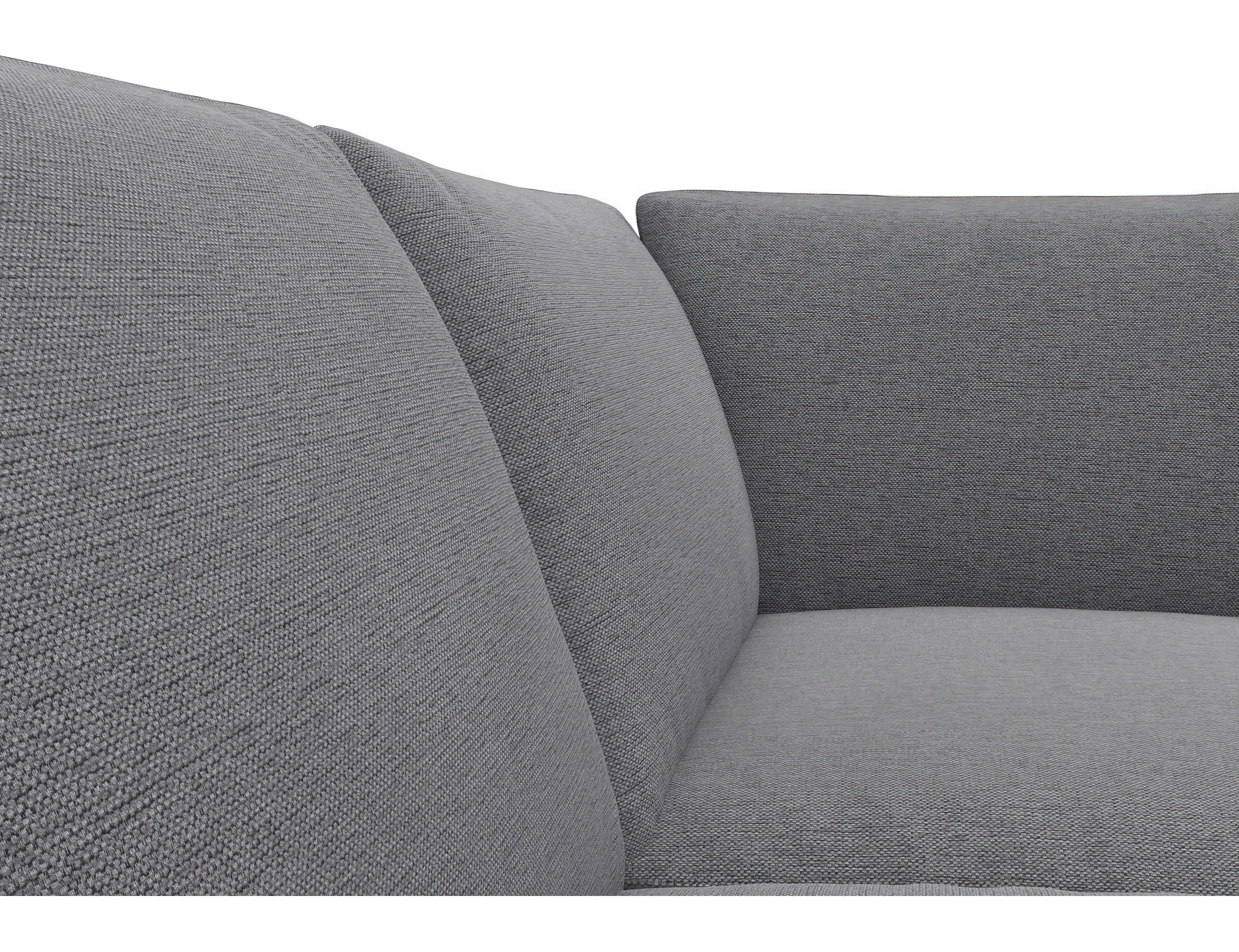 ECKSOFA Grau Chenille, Webstoff, Flachgewebe  - Alufarben/Schwarz, Design, Textil/Metall (247/225cm) - Livetastic