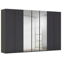 DREHTÜRENSCHRANK 350/223/61 cm,  in Graphitfarben, 7-türig  - Graphitfarben, Basics, Glas/Holzwerkstoff (350/223/61cm) - Novel