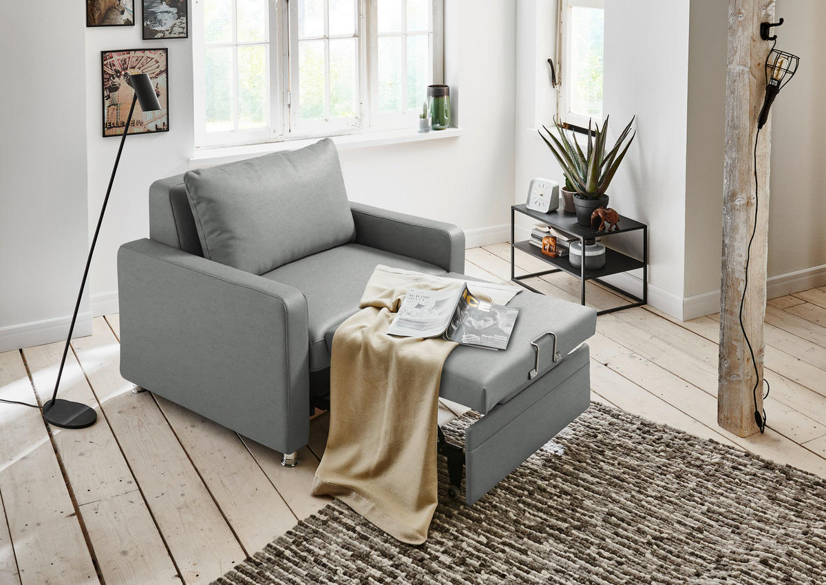 SCHLAFSESSEL Chenille Grau  - Alufarben/Grau, Konventionell, Textil/Metall (106/90/100cm) - Beldomo Style