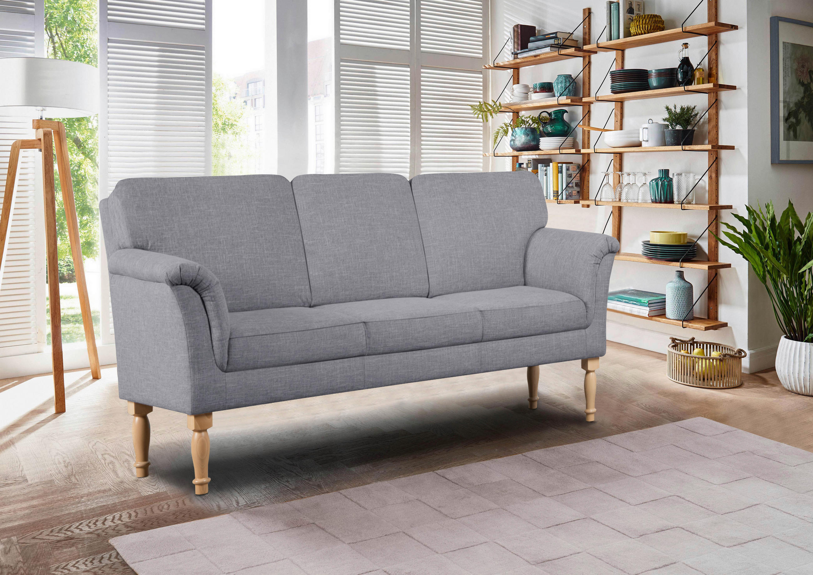 KÜCHENSOFA  - Naturfarben/Grau, ROMANTIK / LANDHAUS, Holz/Textil (186/96/80cm) - Cantus