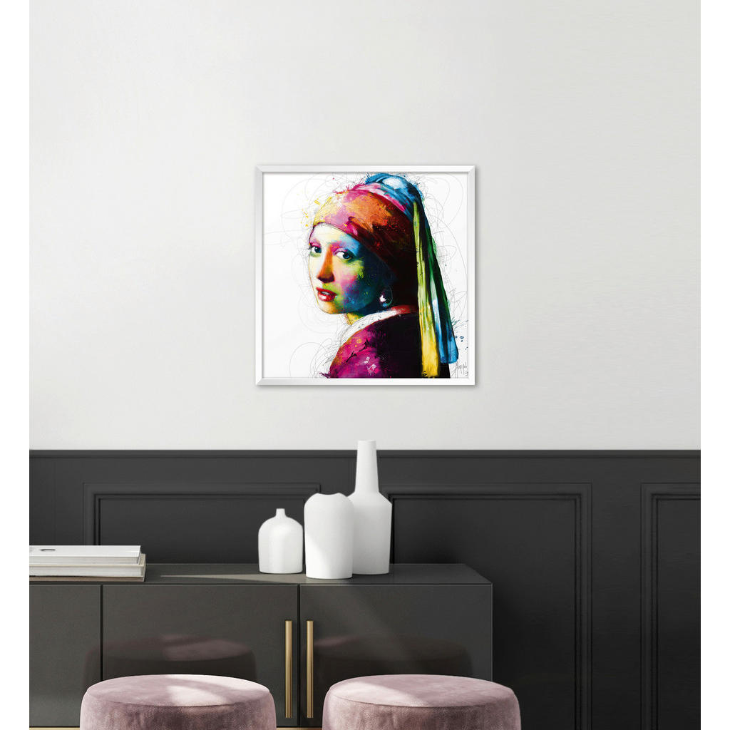 Thumbnail - Monee Kunstdruck Vermeer Pop, Blau, Gelb, Lila, Beere, Currygelb, Papier, quadratisch, 30x30 cm, Bilder und Zubehör, Wan...