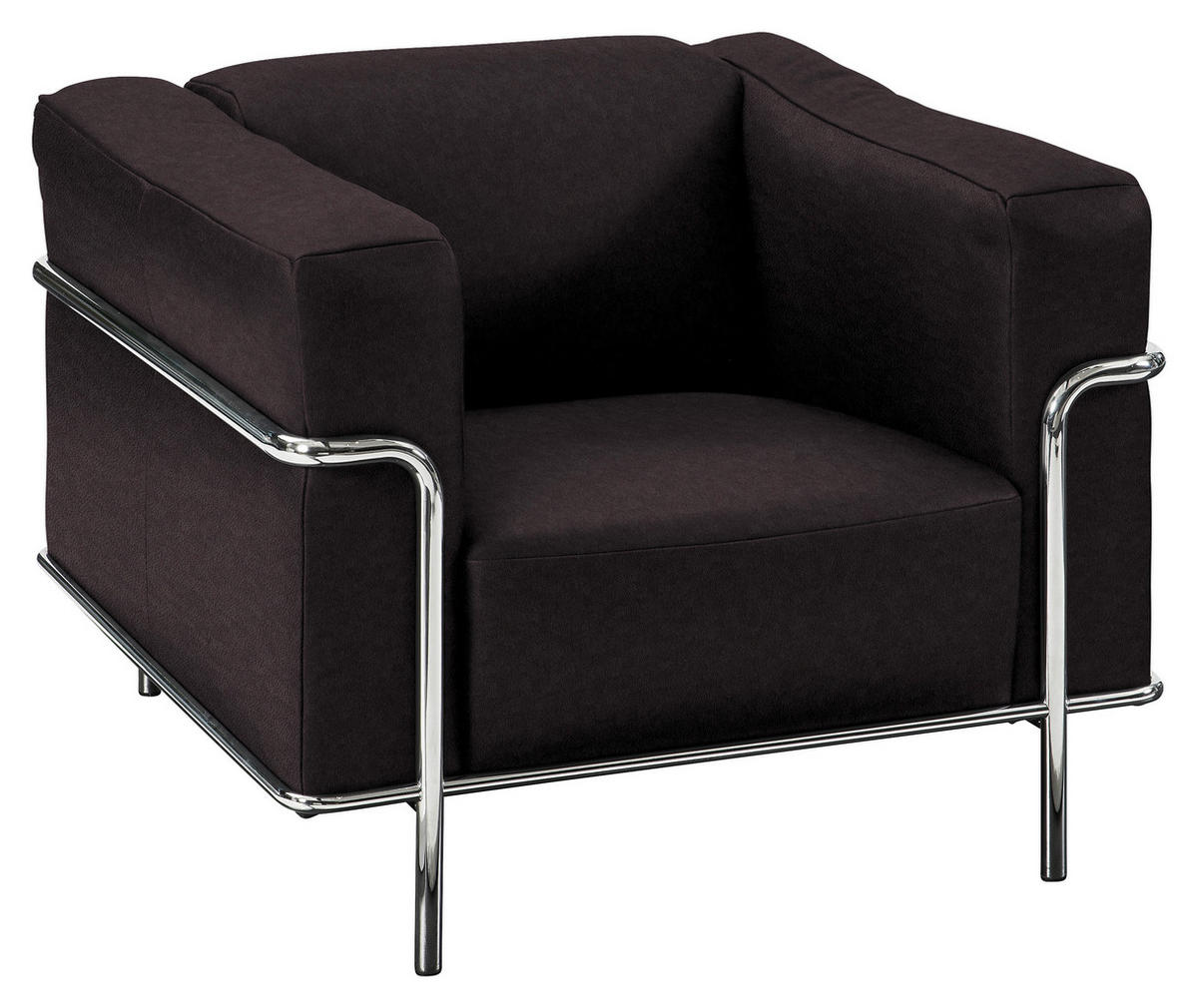 SESSEL in Echtleder Dunkelbraun  - Chromfarben/Dunkelbraun, Design, Leder/Metall (91/67/96cm) - Johann Jakob