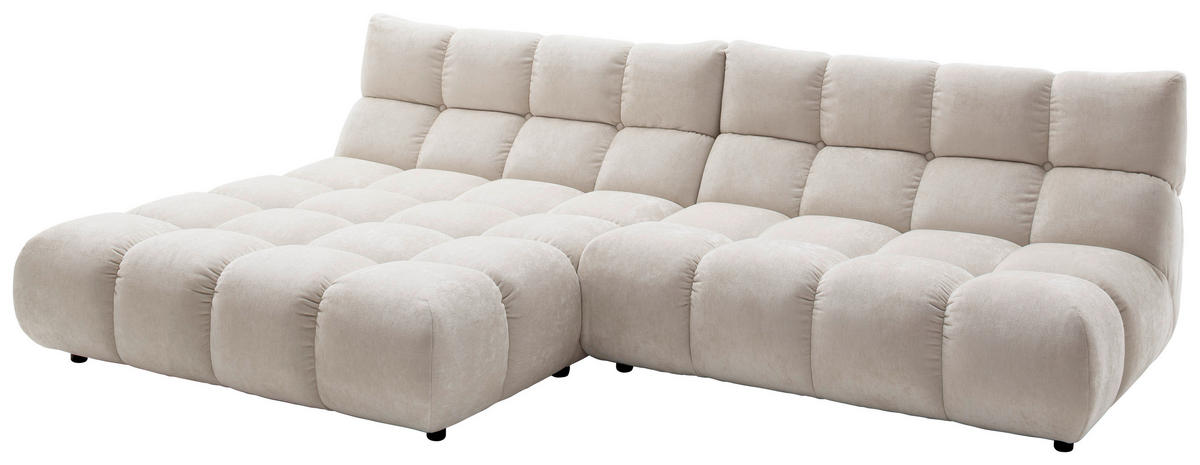 ECKSOFA Chenille Naturfarben  - Schwarz/Naturfarben, Design, Kunststoff/Textil (178/293cm) - Pure Home Lifestyle