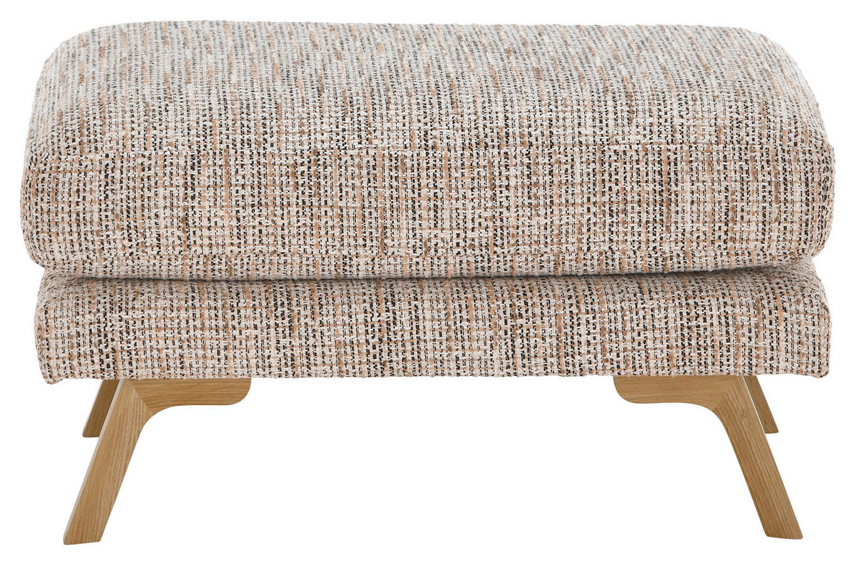 HOCKER Webstoff Beige  - Eichefarben/Beige, KONVENTIONELL, Holz/Textil (80/49/75cm) - SetOne by Musterring