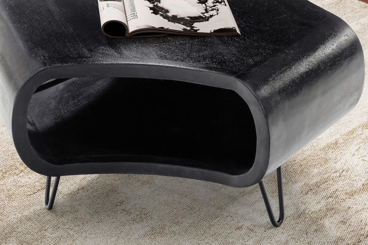 COUCHTISCH Mangoholz massiv 60/60/35 cm organisch Schwarz  - Schwarz, Design, Holz/Metall (60/60/35cm) - Livetastic