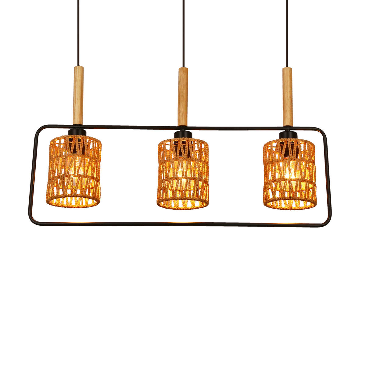 PENDELLEUCHTE Crown 70/12/110 cm   - Beige/Schwarz, Natur, Textil/Metall (70/12/110cm)