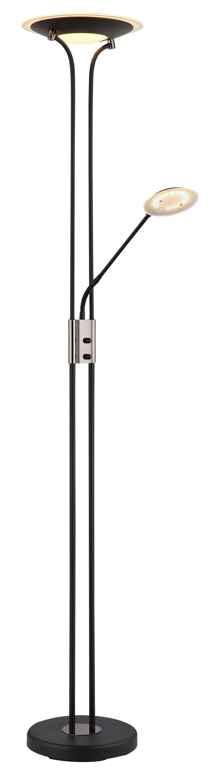 LED-STEHLEUCHTE 30/180 cm    - Klar/Chromfarben, KONVENTIONELL, Glas/Kunststoff (30/180cm) - Globo